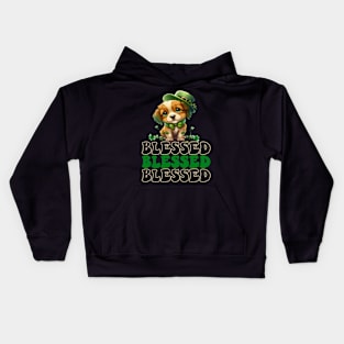 St. Patrick's Blessed Christian Puppy With Hat & Bowtie Kids Hoodie